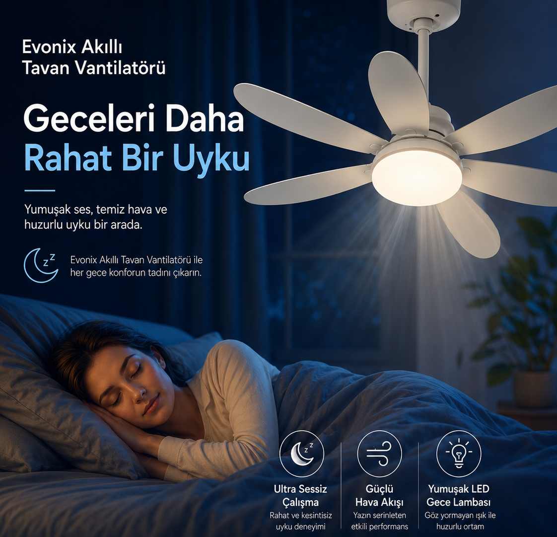 LED Ceiling Fan - 6-Blade 60W